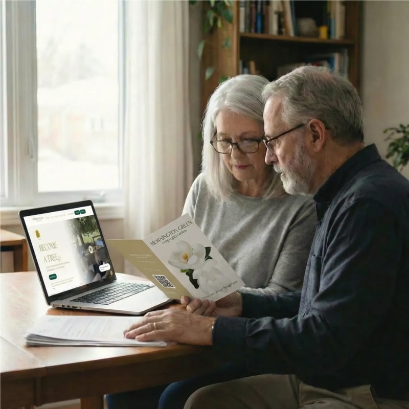 A Mornington Green legacy planner taking a call with a family.