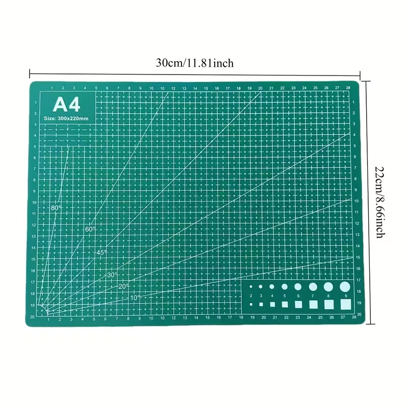 A4 Double Sided Anti Cut Green Cutting Mat 2.3mm (30cm by 32cm)