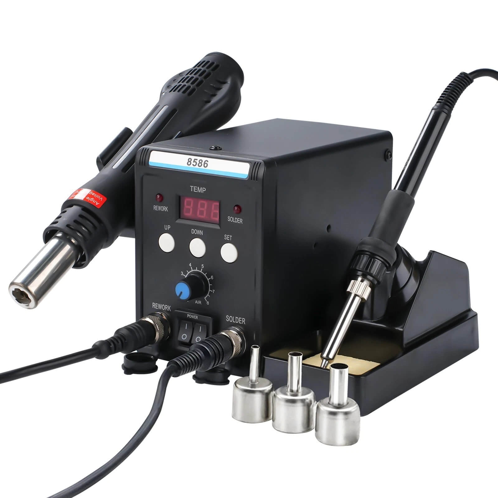 8586 Soldering Rework Station 700W Digital 2in1 Hot Air Gun & Iron Desolder Tool thumbnail 1