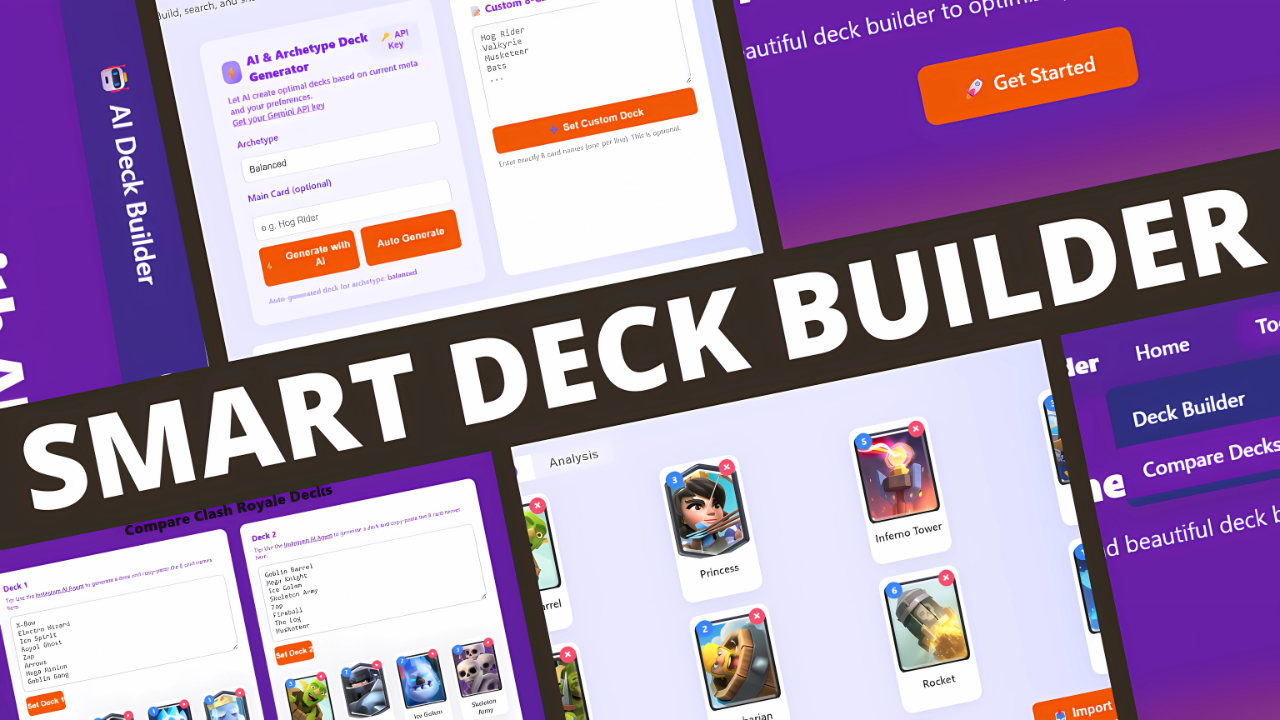 All-in-One Smart AI-Powered Clash Royale Deck Builder