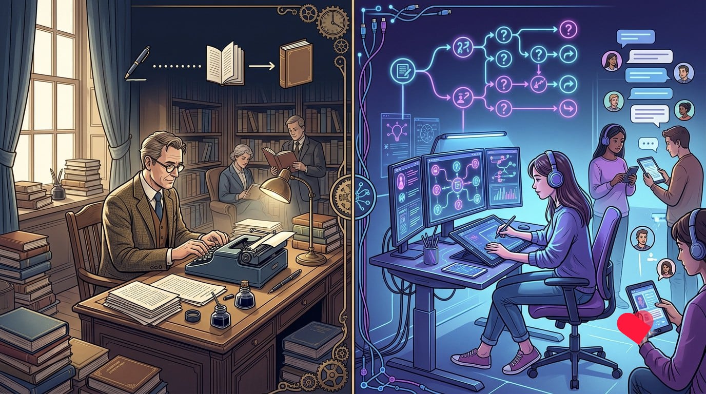 Traditional vs Interactive comparison of reading and writing novel