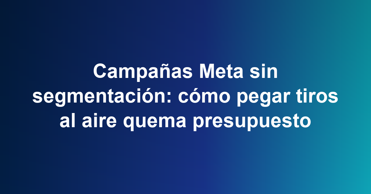 Campañas Meta sin segmentación: cómo pegar tiros al aire quema presupuesto
