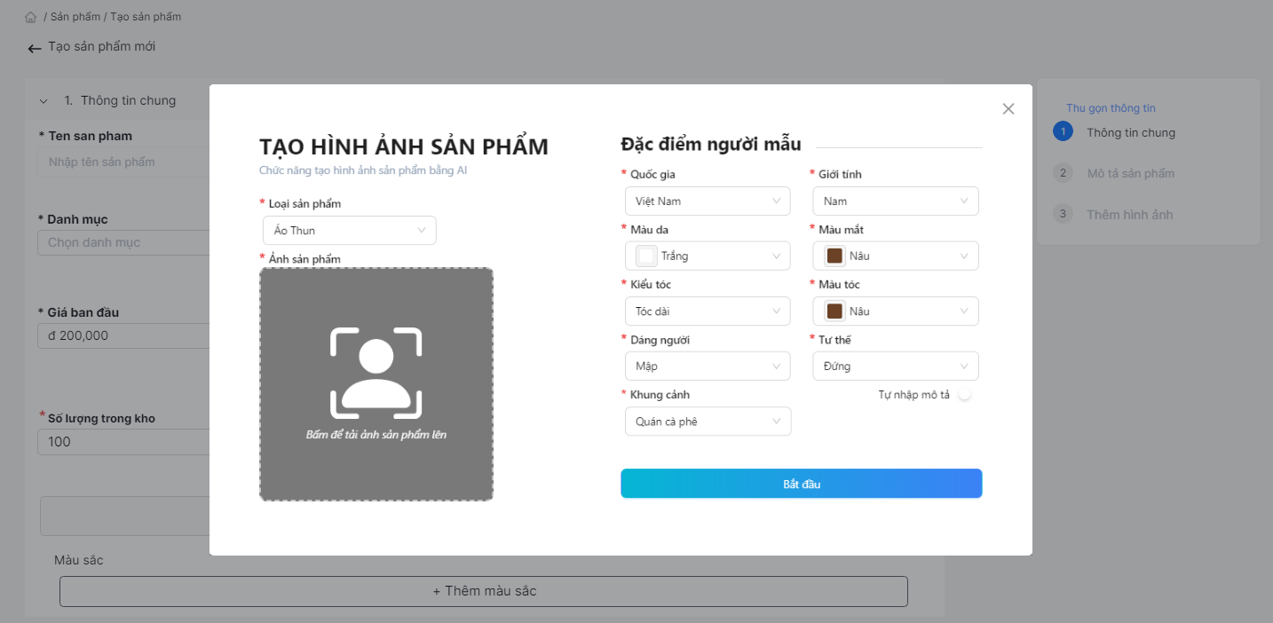 Create image using AI form