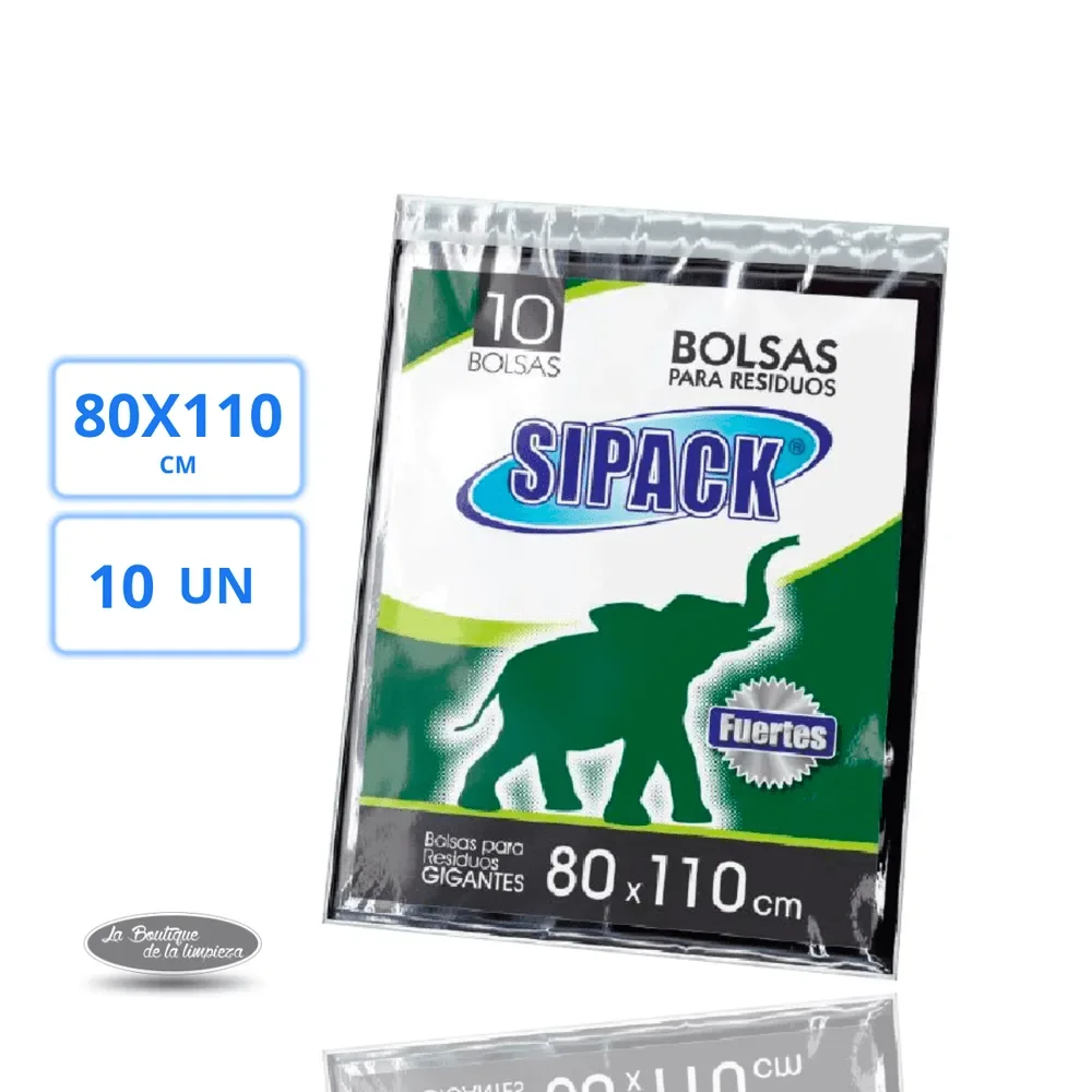 Bolsas Residuos Sipack 80x110cm Negro x 10un | La Boutique