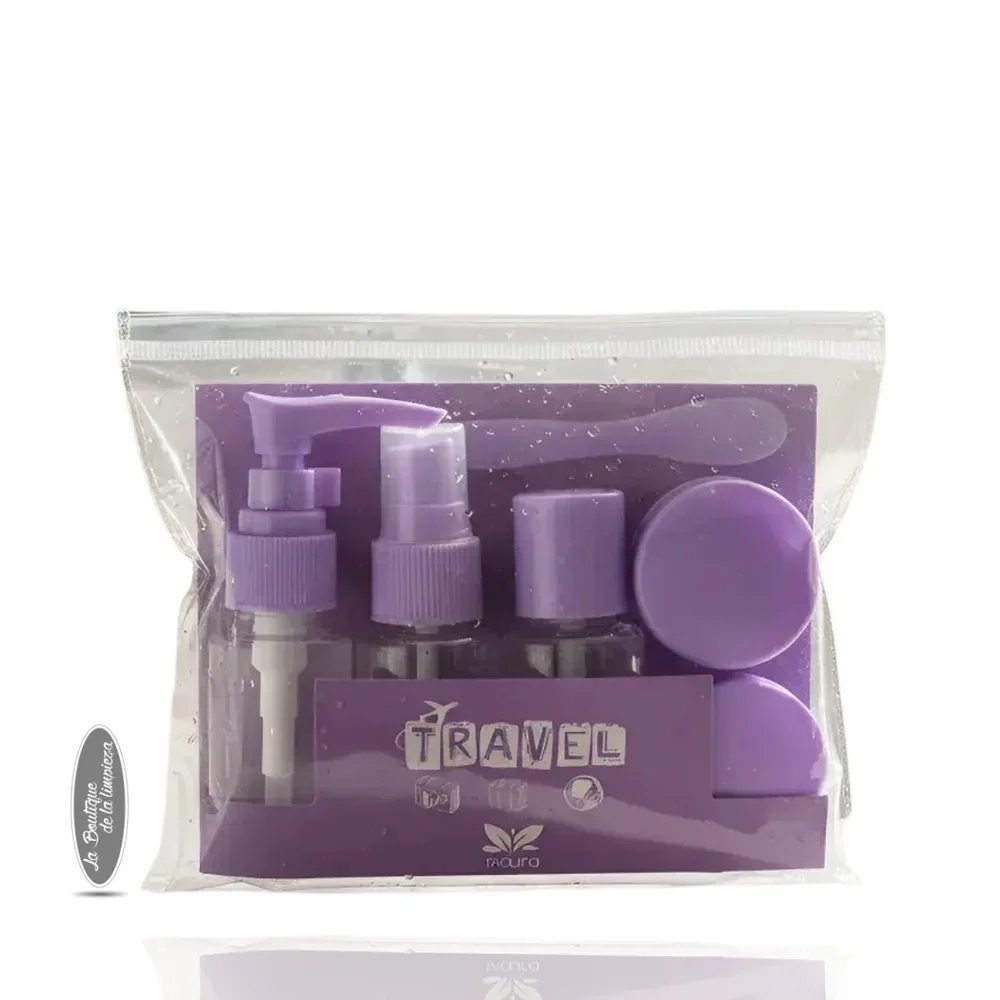 Neceser Set Frascos Para Rellenar Viaje Kit X 7 Piezas Full