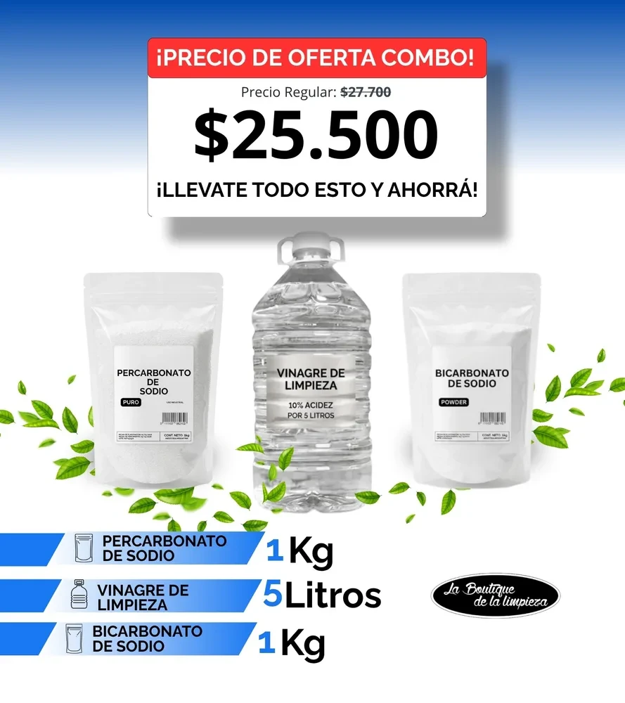 Combo Limpieza Percarbonato + Bicarbonato + Vinagre