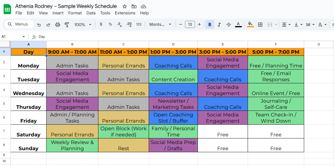Weekly Task Organiser
