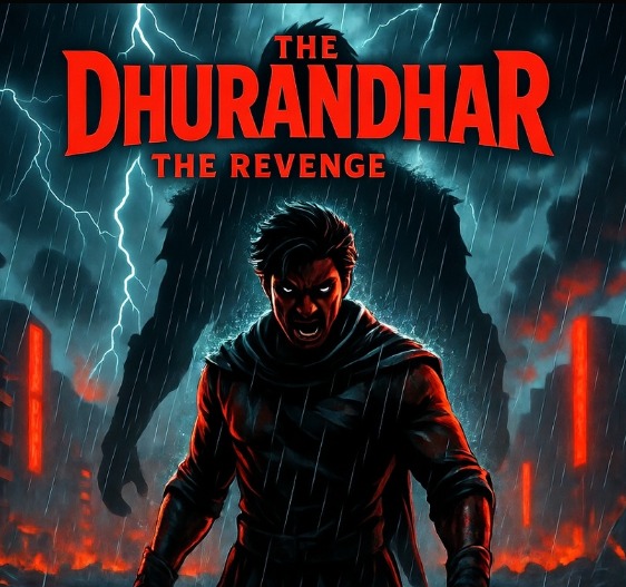 Dhurandhar: The Revenge Part 2 – Blood Red Cartoon Thriller Movie Poster Prompt