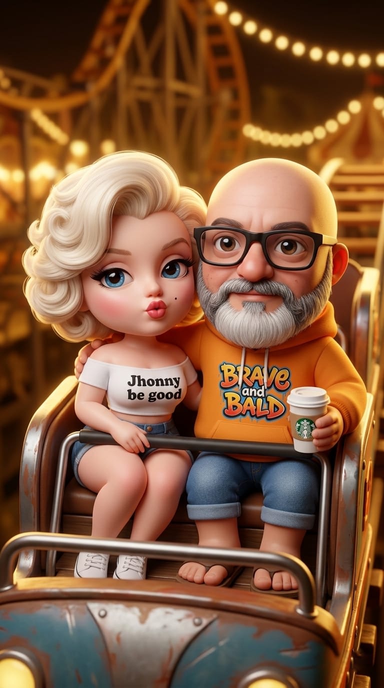 Miniatura 3D Chibi de pareja en Roller Coaster (Nano Banana 2)