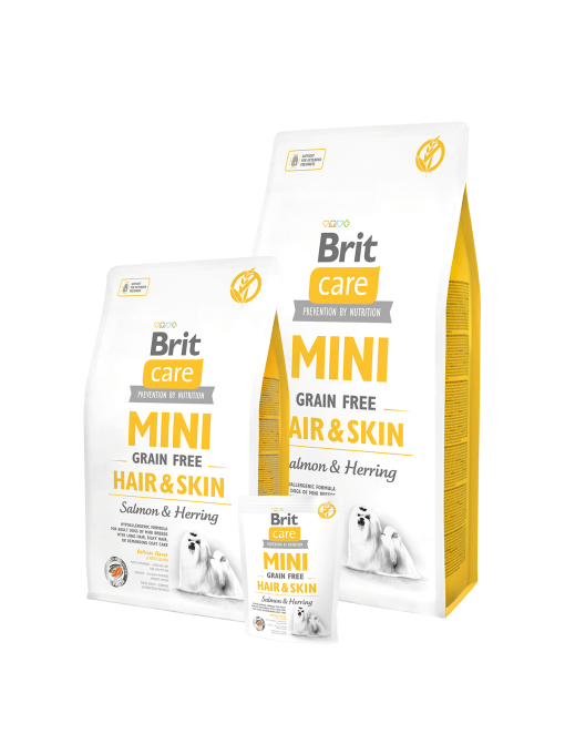 hrana caini brit care mini hair and skin pentru caini de talie mica