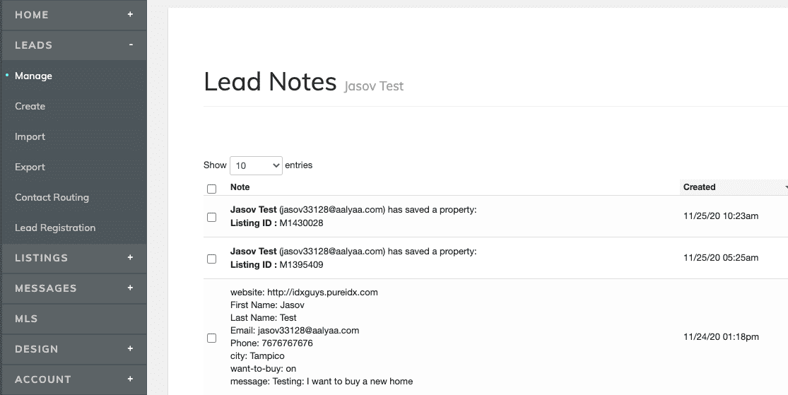 Lead's notes
