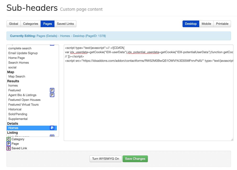 Sub-header code