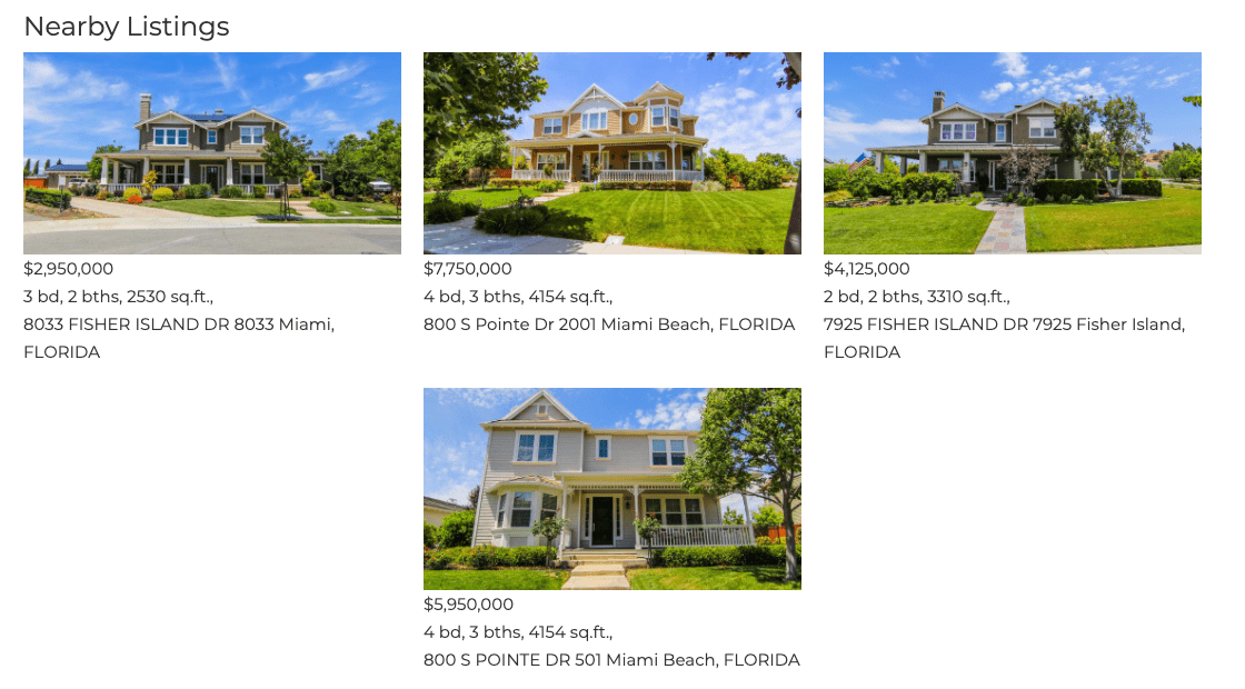Nearby Listings example