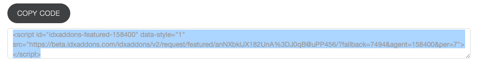 Agent Listings widget copied to the clipboard