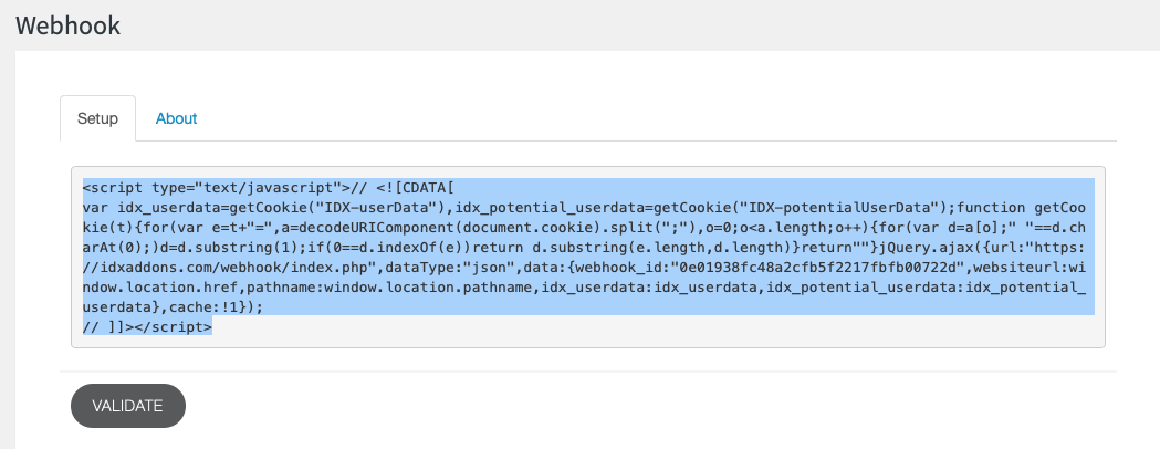 Webhook code