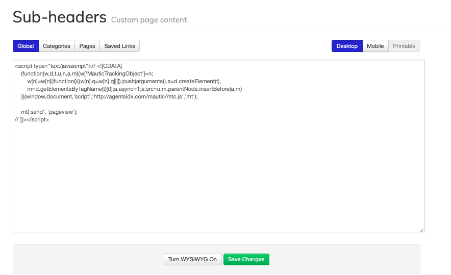 Sub-header code
