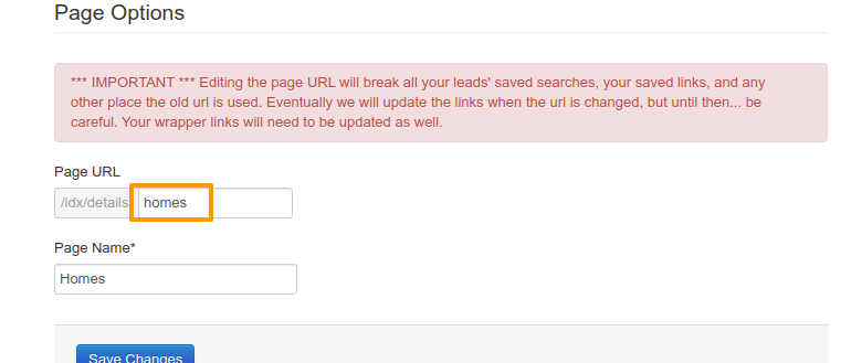 Page options