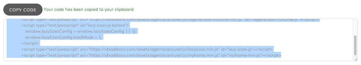 Copy code button