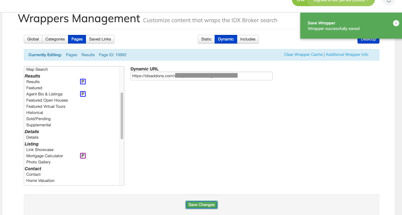 Dynamic tab in Wrappers Management page