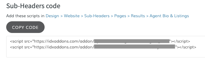 Sub-Headers code in IDXAddons