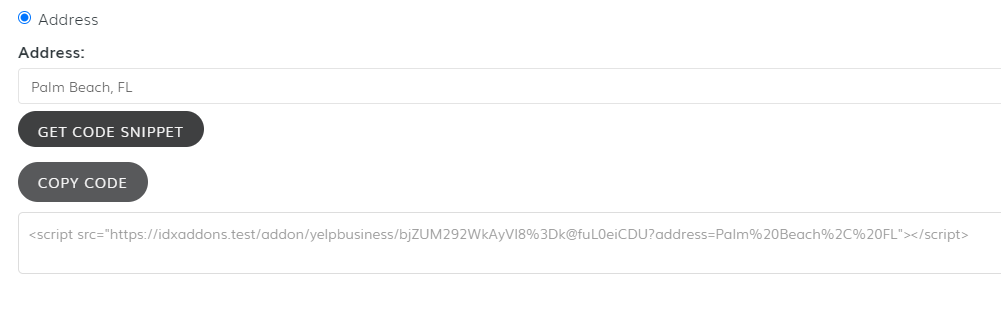 Yelp Business Copy button