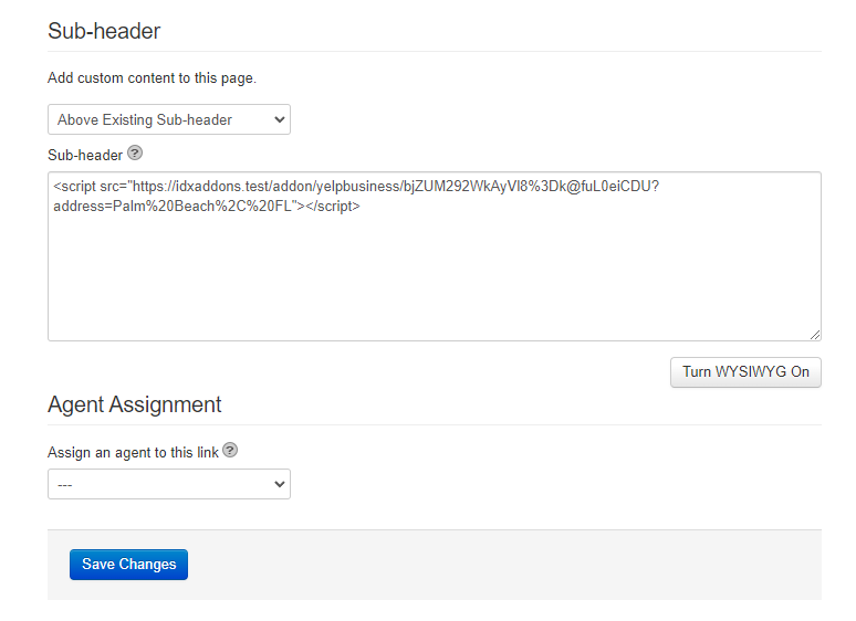 IDX broker subheader