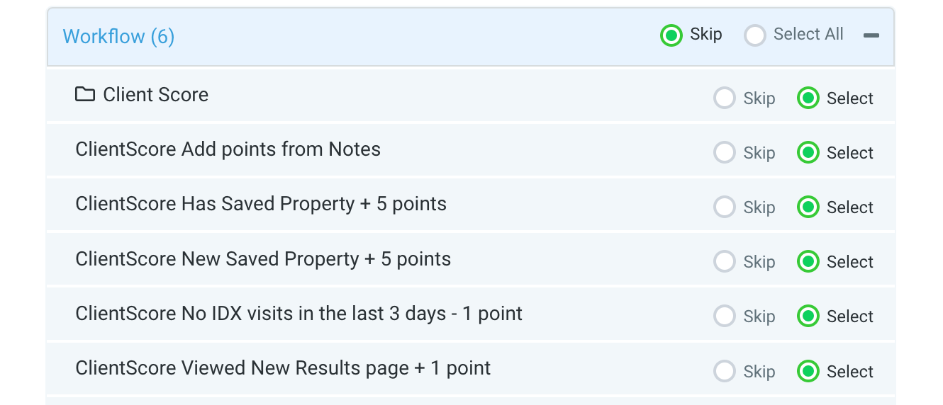 client score workflow