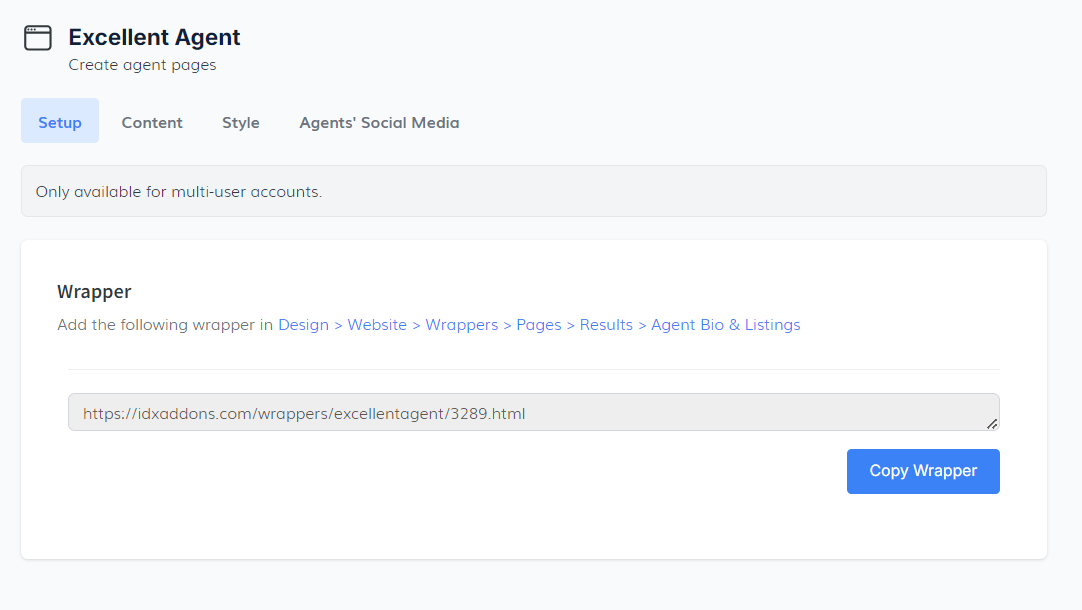Setup Tab