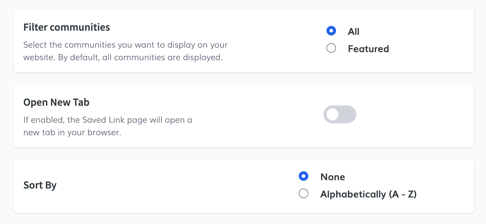 Filter And Sort Communities