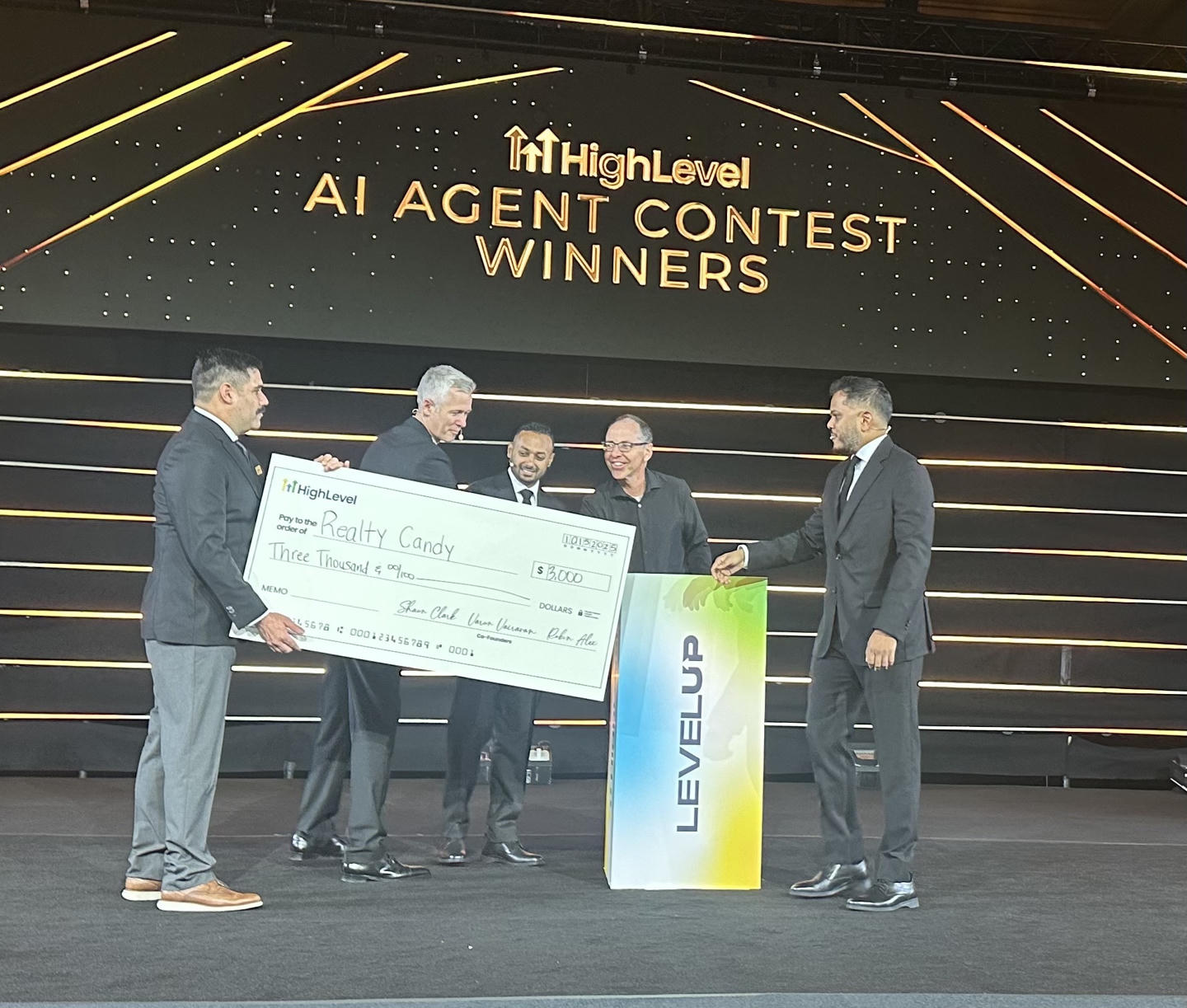 HighLevel AI Agent Contest Winners — RealtyCandy receiving award
