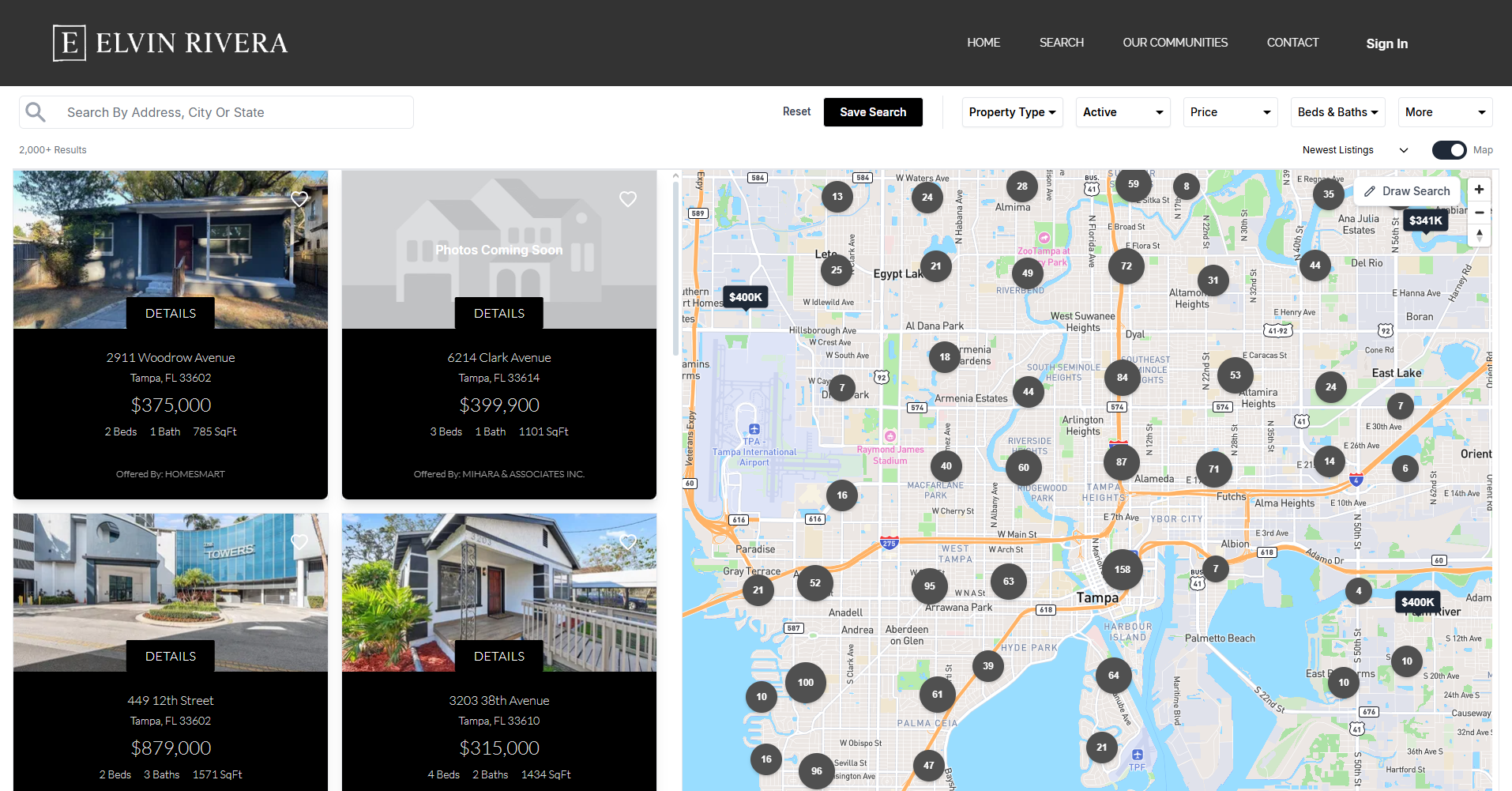 Interactive property search map screenshot