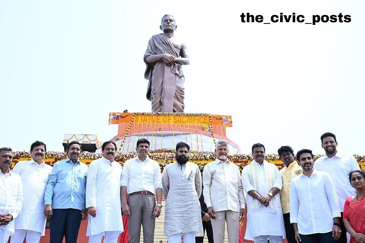 Statue of Potti Sreeramulu Unveiled in Amaravati by N. Chandrababu Naidu
