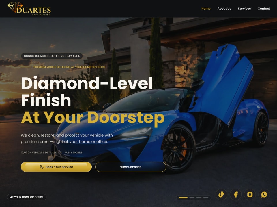 Duarte's Auto Detailing — landing de detailing premium a domicilio
