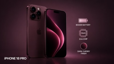 iPhone 18 Pro लीक्स: बड़ी बैटरी, 2nm चिप और नया डार्क चेरी फिनिश आने की चर्चा
