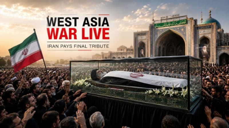 West Asia War LIVE: Iran Displays Supreme Leader's Glass Casket as Thousands Gather to Pay Final Tribute