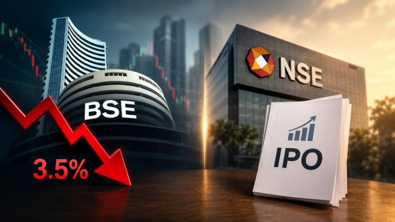 BSE Shares Fall 3.5% as NSE Set to File ₹30,000-Crore IPO Papers, Market Focus Shifts to NSE