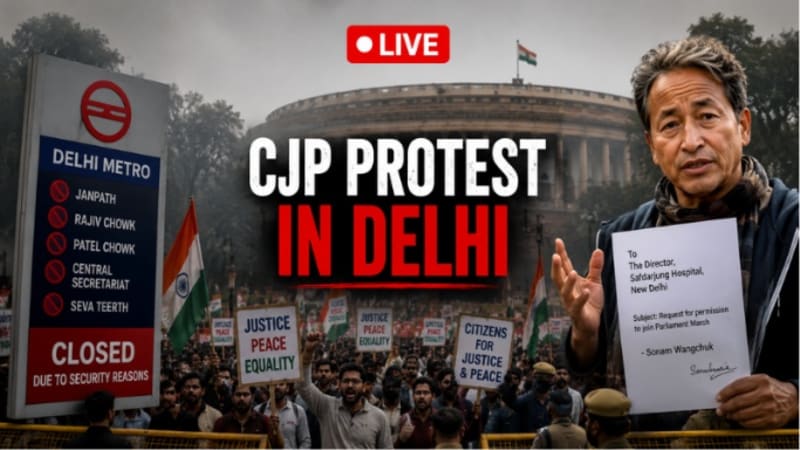 CJP Protest in Delhi LIVE: Parliament March, Sonam Wangchuk Seeks Permission, Metro Stations Shut