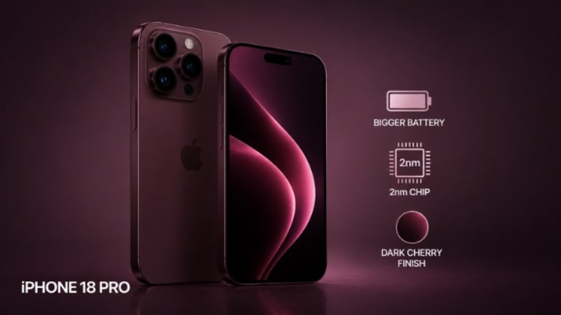 iPhone 18 Pro Leaks: Bigger Battery, 2nm Chip and New Dark Cherry Finish Revealed
