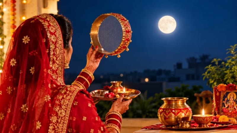 Karwa Chauth 2026, चांद निकलने का समय, शुभ मुहूर्त और पूजा विधि