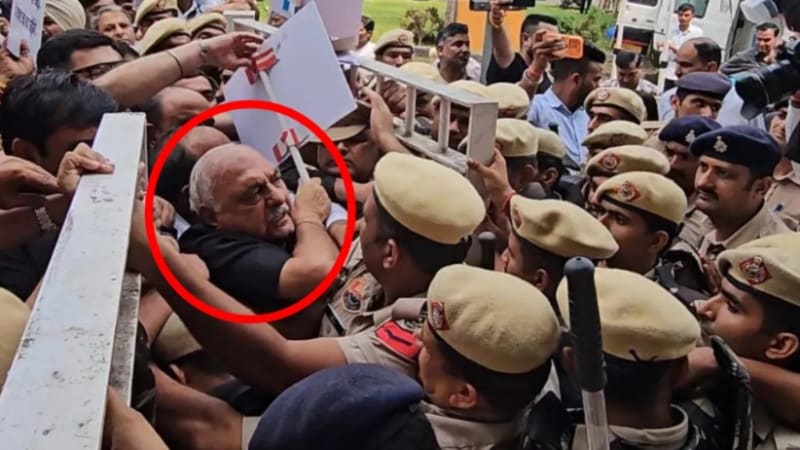 police lathi charge on haryana congress mlas during vidhan sabha march bhupinder singh hooda protest details