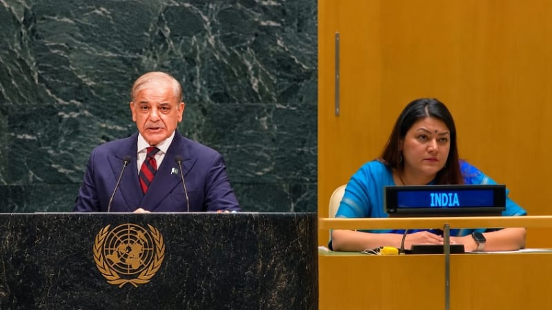 Indian diplomat Petal Gahlot exercising Right of Reply at UNGA against Pakistan PM Shehbaz Sharif speech