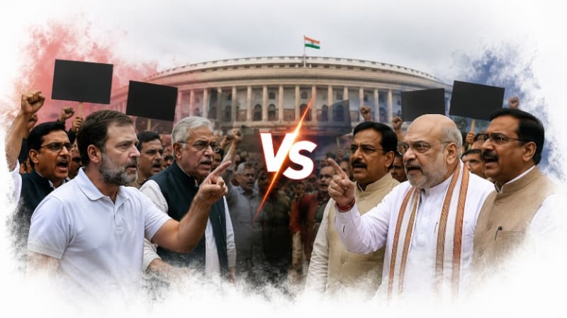 Parliament Protest: Opposition vs NDA MPs Over Amit Shah, Rahul Gandhi and Ram Temple Donation Row