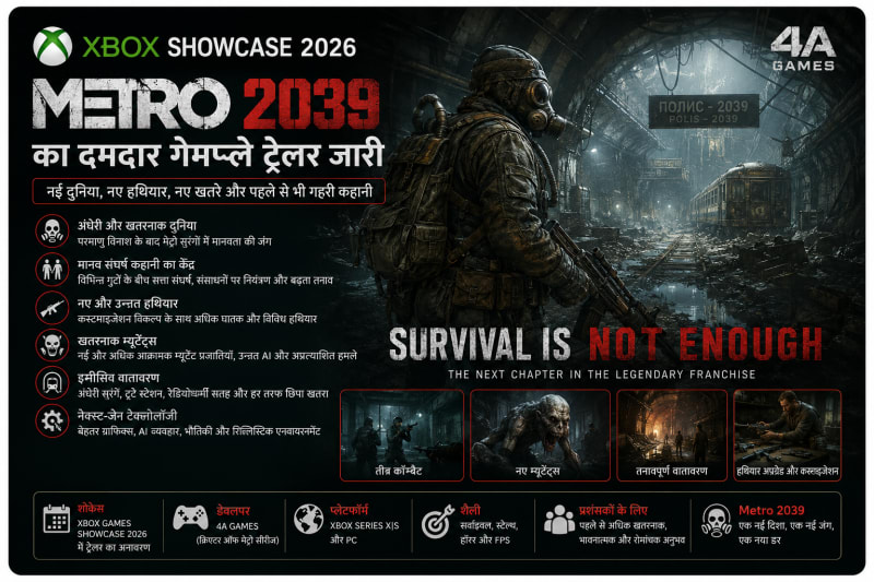 Xbox Showcase 2026 में Metro 2039 का दमदार गेमप्ले ट्रेलर जारी