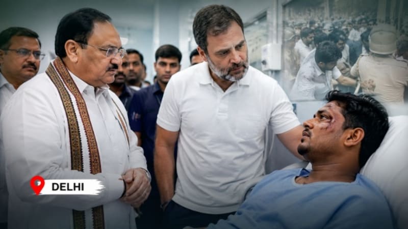 Why Did Delhi Turn Into a Protest Zone? Nadda Meets Injured Doctors as Rahul Gandhi Visits Hospital
