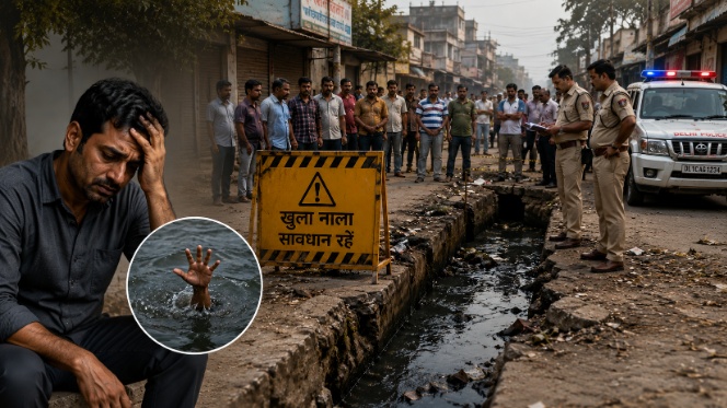 दिल्ली के नरेला में खुले नाले में गिरने से 36 वर्षीय युवक की मौत, सुरक्षा व्यवस्था पर उठे सवाल