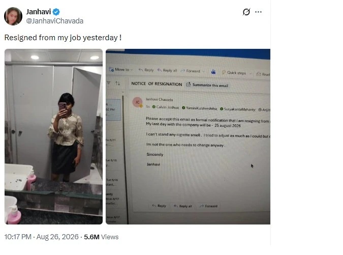 Jahnavi Chawda resignation email