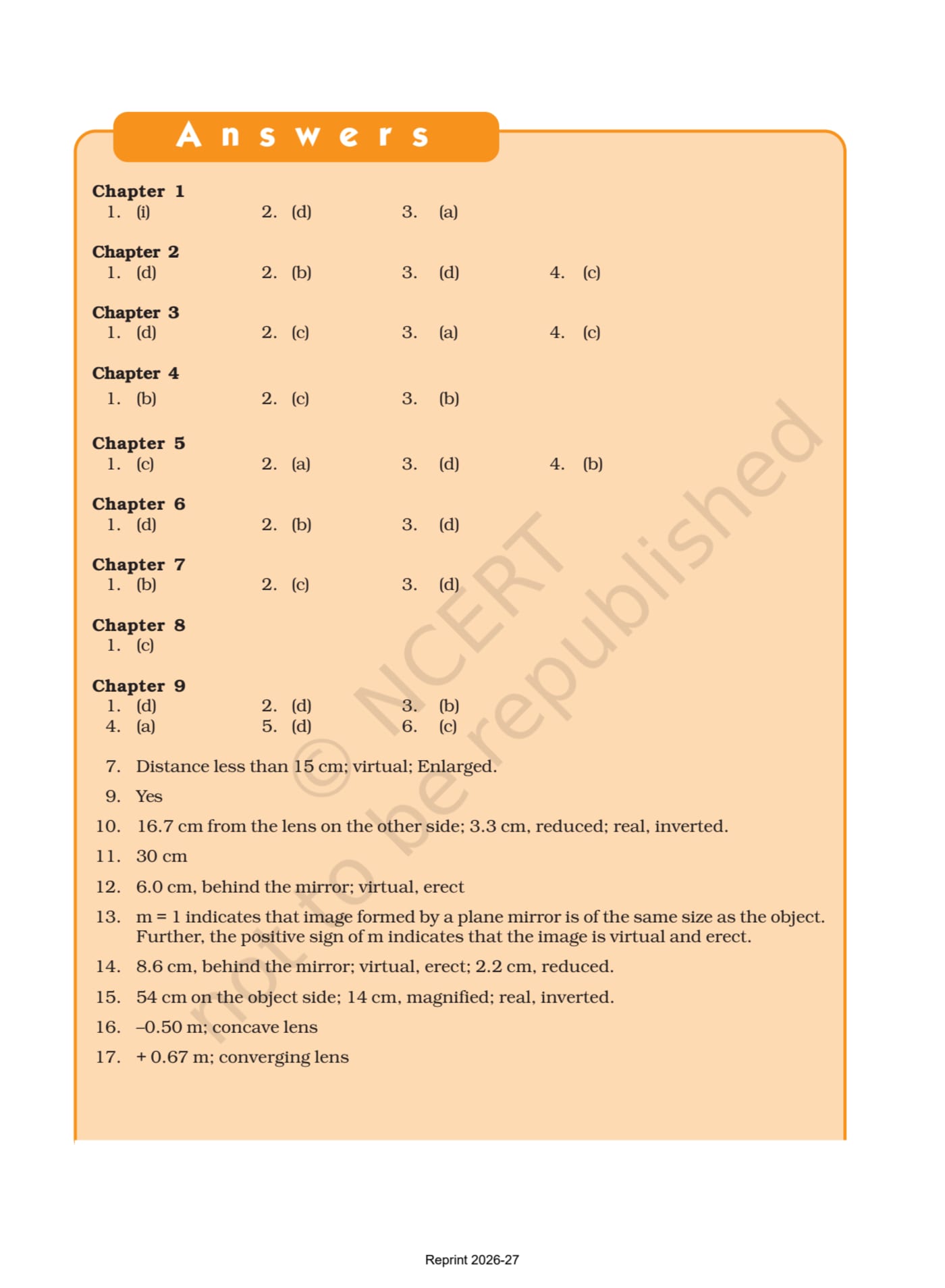 Science NCERT 10th - Answers page 1