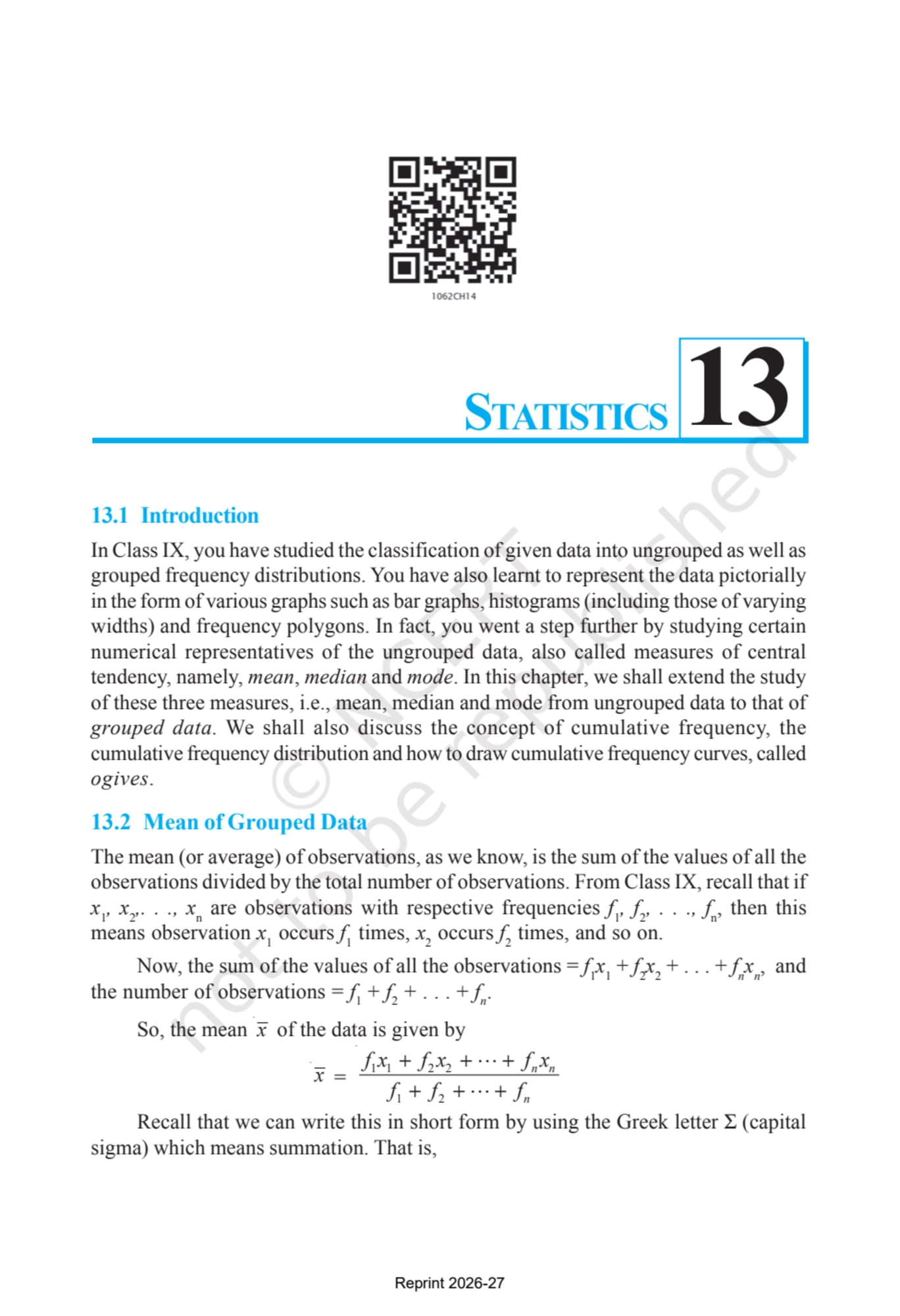Mathematics NCERT 10th - Chapter 13 page 1