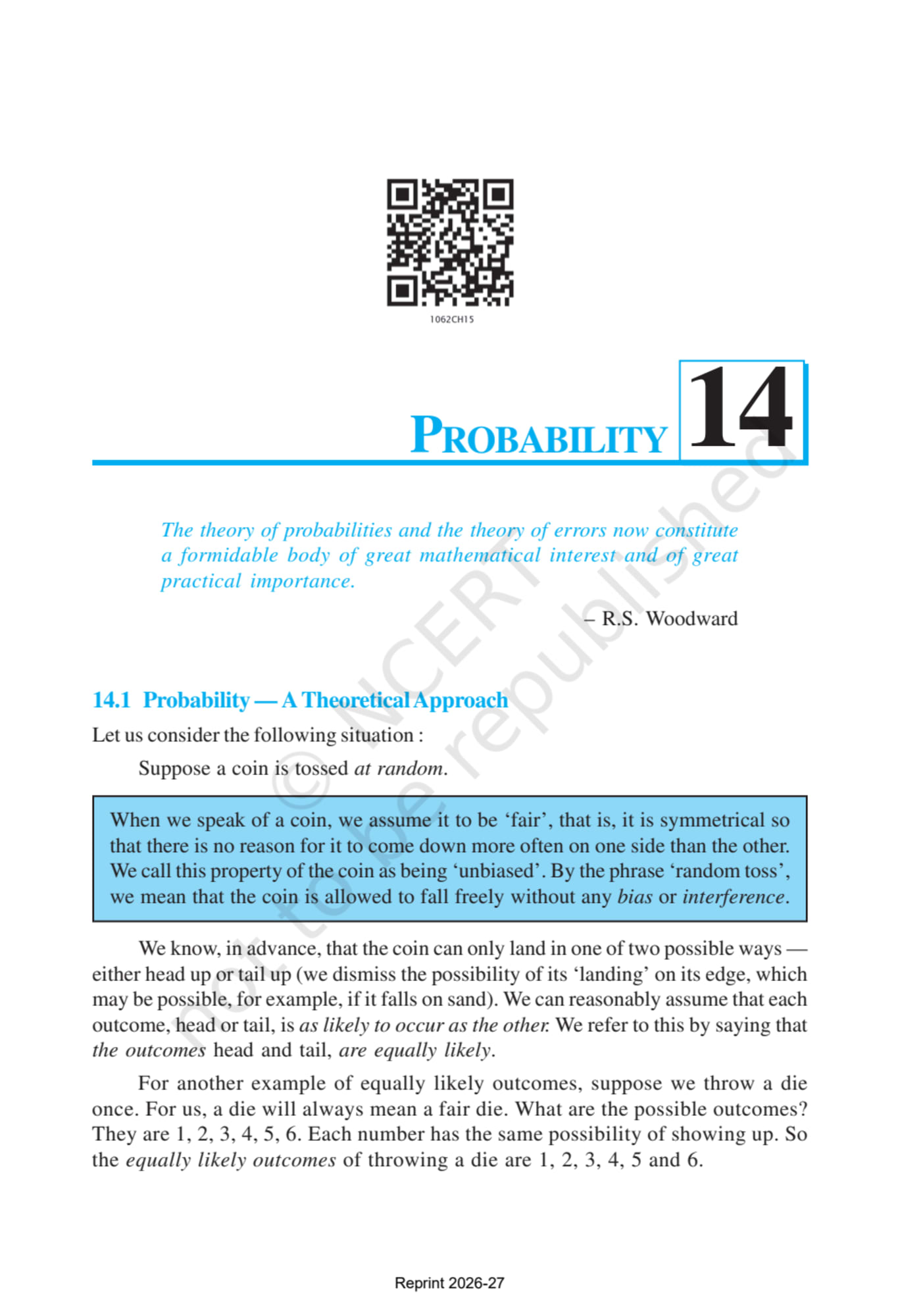 Mathematics NCERT 10th - Chapter 14 page 1