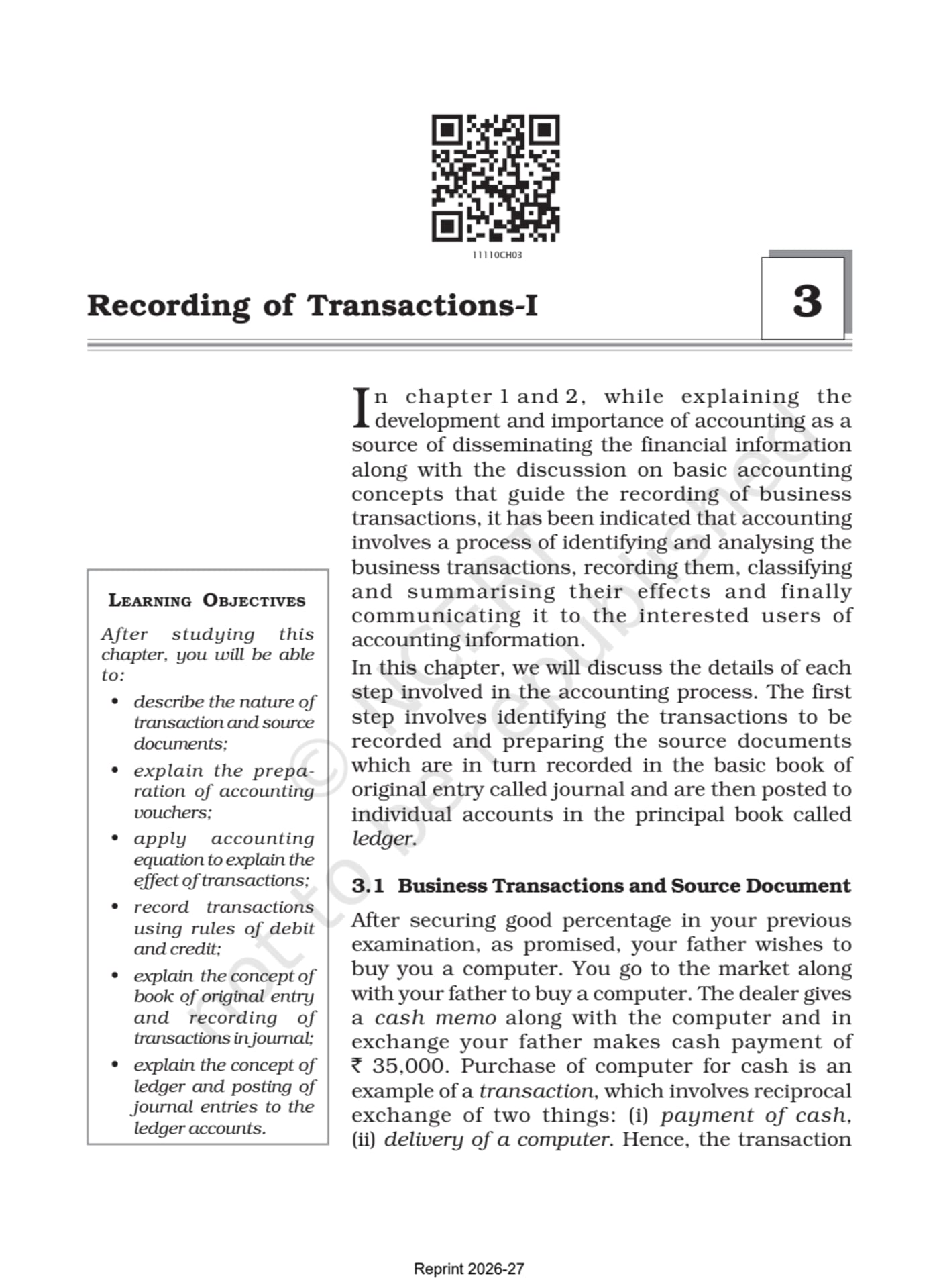 Financial Accounting-I 11th - Chapter 3 page 1